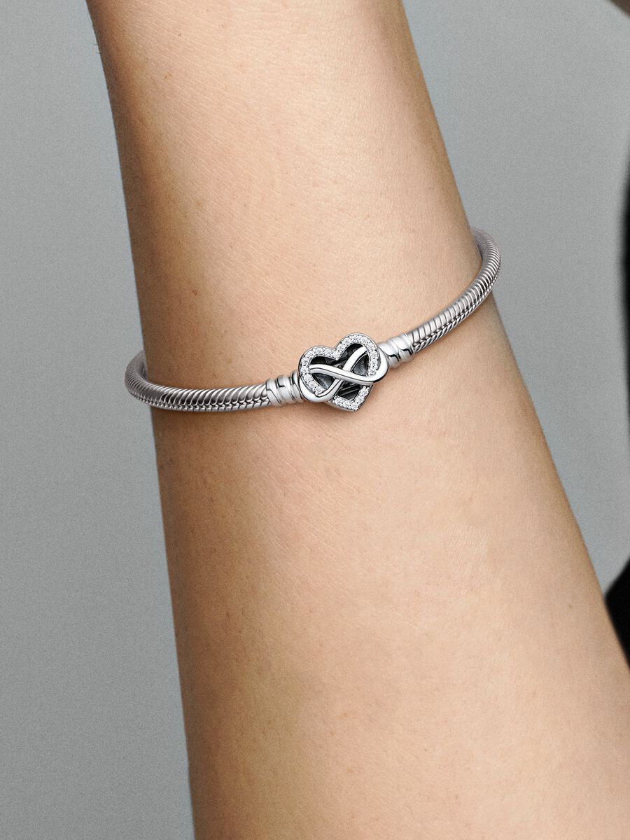 Pandora Moments Sparkling Infinity Heart Clasp Snake Chain Bracelet