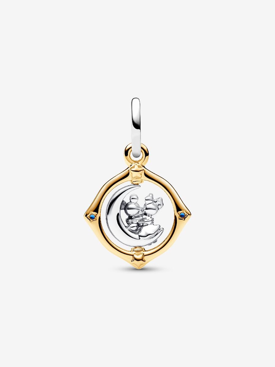 Disney Mickey Mouse & Minnie Mouse Two-tone Spinning Moon Dangle Charm