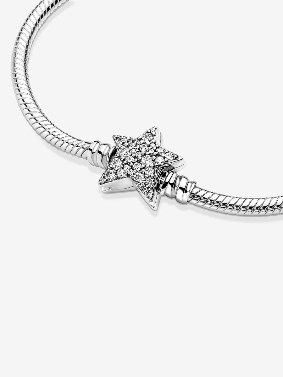 Pandora Moments Asymmetric Star Clasp Snake Chain Bracelet